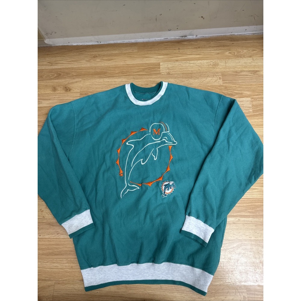 Vintage 90s Legends Athletics Miami Dolphins XL Crewneck Pullover Sweatshirt